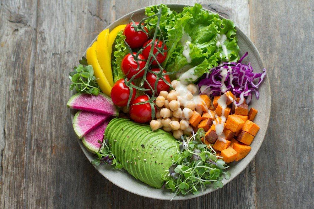 Fresh salad with vegetables and grains